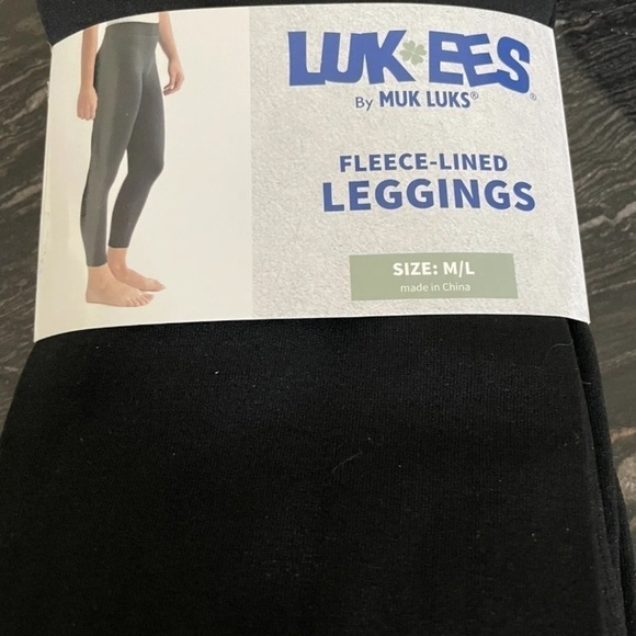 - Muk Luks Womens Fleece Lined Leggings Black Size Medium/Large - Picture 1 of 5